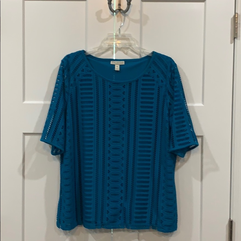 Teal Lace Cut Top